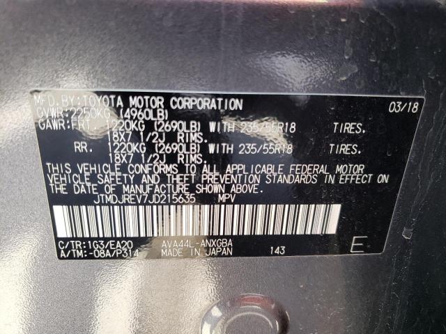 Photo 10 from auction – 2018 TOYOTA RAV4 with VIN JTMDJREV7JD215635