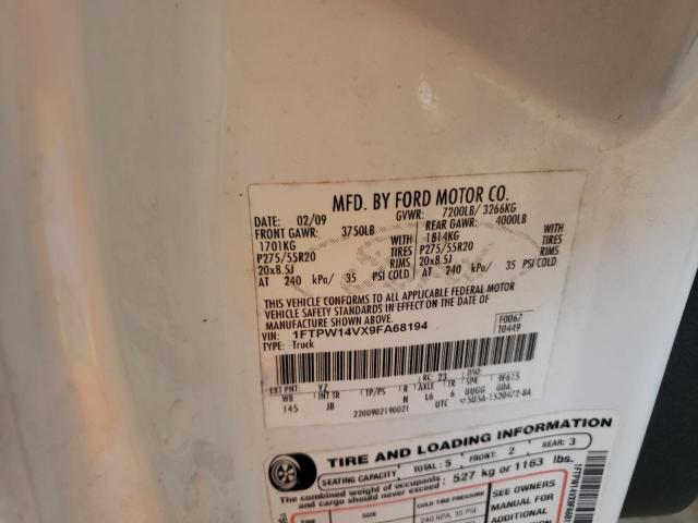 Photo 10 from auction – 2009 FORD F150 SUPER with VIN 1FTPW14VX9FA68194