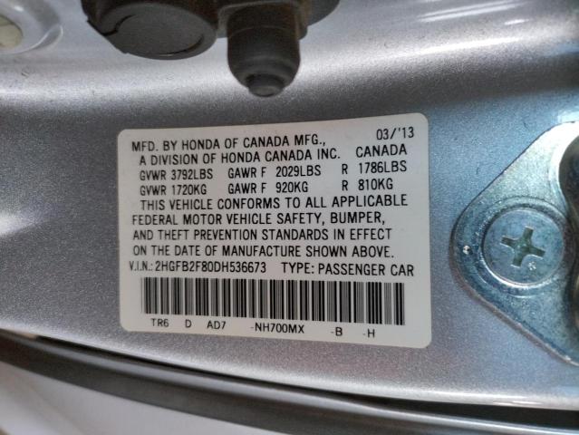 Photo 10 from auction – 2013 HONDA CIVIC EX with VIN 2HGFB2F80DH536673
