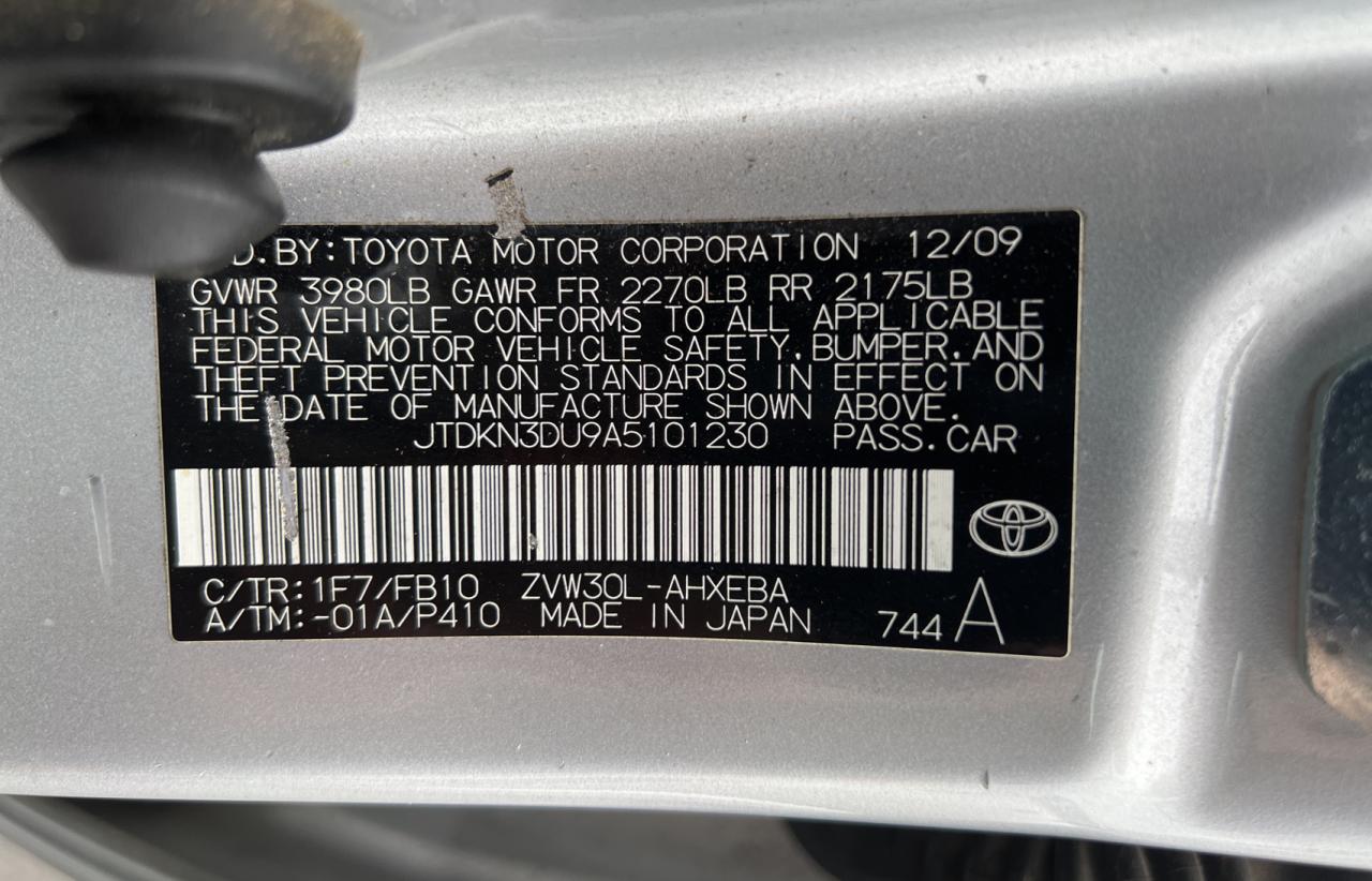 Photo 10 from auction – 2010 TOYOTA PRIUS with VIN JTDKN3DU9A5101230