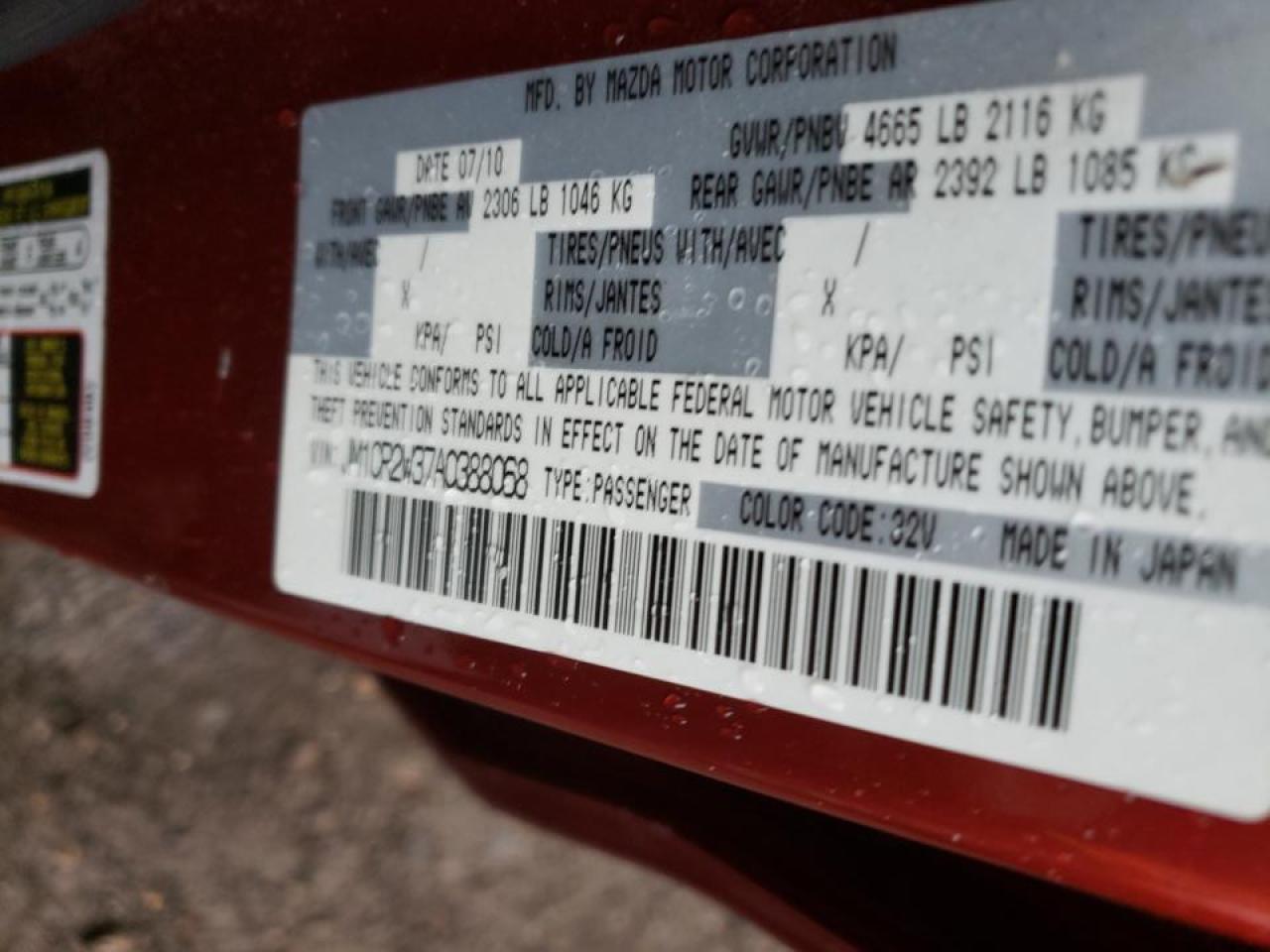 Photo 10 from auction – 2010 MAZDA 5 with VIN JM1CR2W37A0388068
