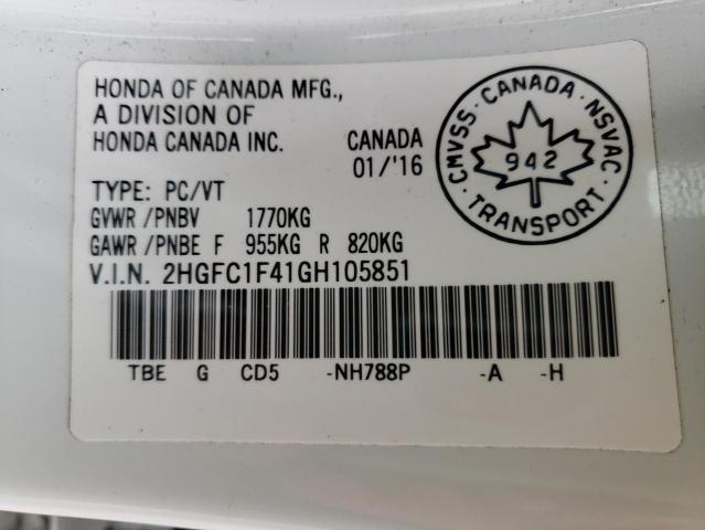 Photo 10 from auction – 2016 HONDA CIVIC EX with VIN 2HGFC1F41GH105851