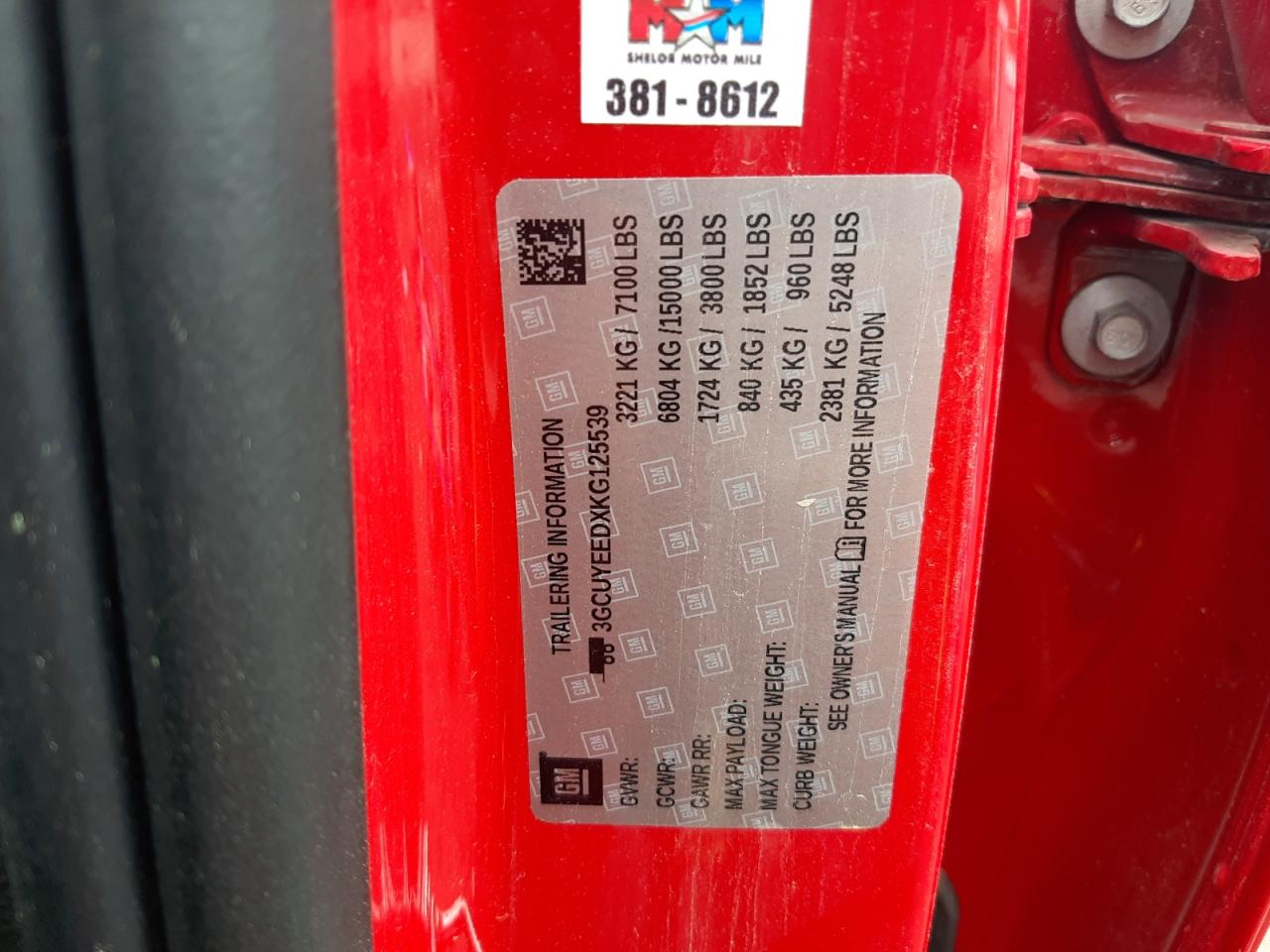 Photo 11 from auction – 2019 CHEVROLET SILVERADO with VIN 3GCUYEEDXKG125539