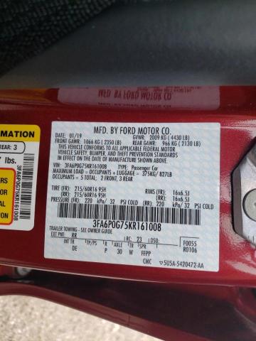 Photo 10 from auction – 2019 FORD FUSION S with VIN 3FA6P0G75KR161008