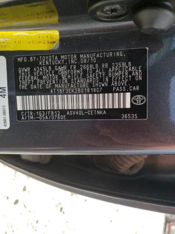 Photo 10 from auction – 2011 TOYOTA CAMRY BASE with VIN 4T1BF3EK2BU181807