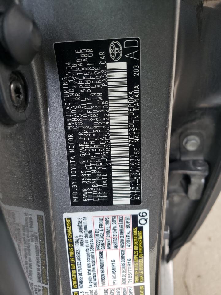 Photo 10 from auction – 2005 TOYOTA COROLLA CE with VIN 2T1BR32E55C422206