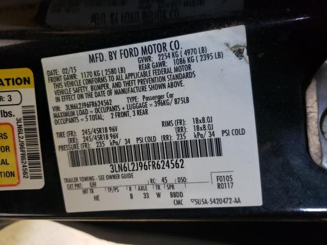 Photo 10 from auction – 2015 LINCOLN MKZ with VIN 3LN6L2J96FR624562