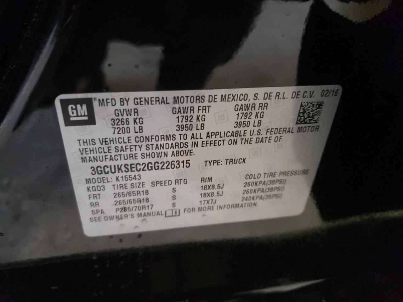 Photo 10 from auction – 2016 CHEVROLET SILVERADO with VIN 3GCUKSEC2GG226315