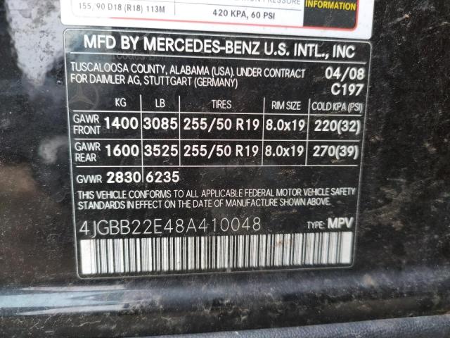 Photo 10 from auction – 2008 MERCEDES-BENZ ML 320 CDI with VIN 4JGBB22E48A410048