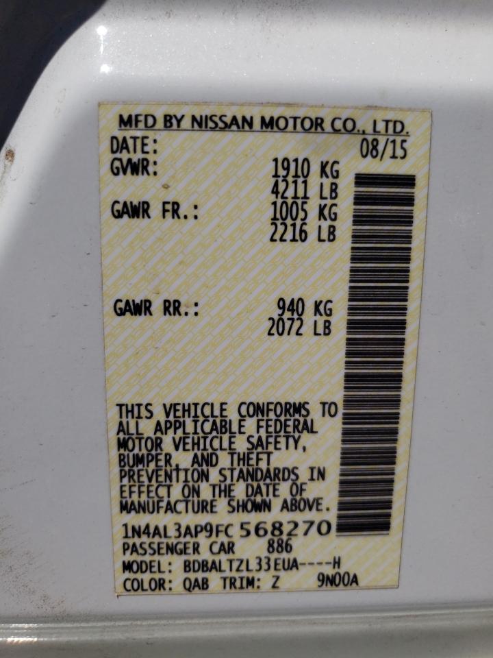 Photo 10 from auction – 2015 NISSAN ALTIMA 2.5 with VIN 1N4AL3AP9FC568270