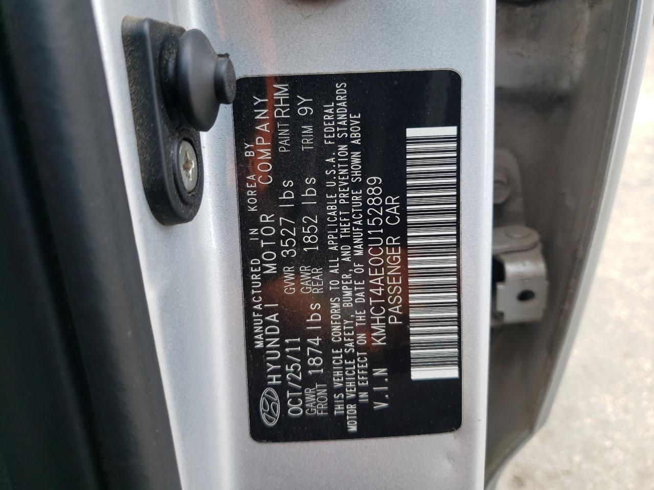 Photo 10 from auction – 2012 HYUNDAI ACCENT GLS with VIN KMHCT4AE0CU152889