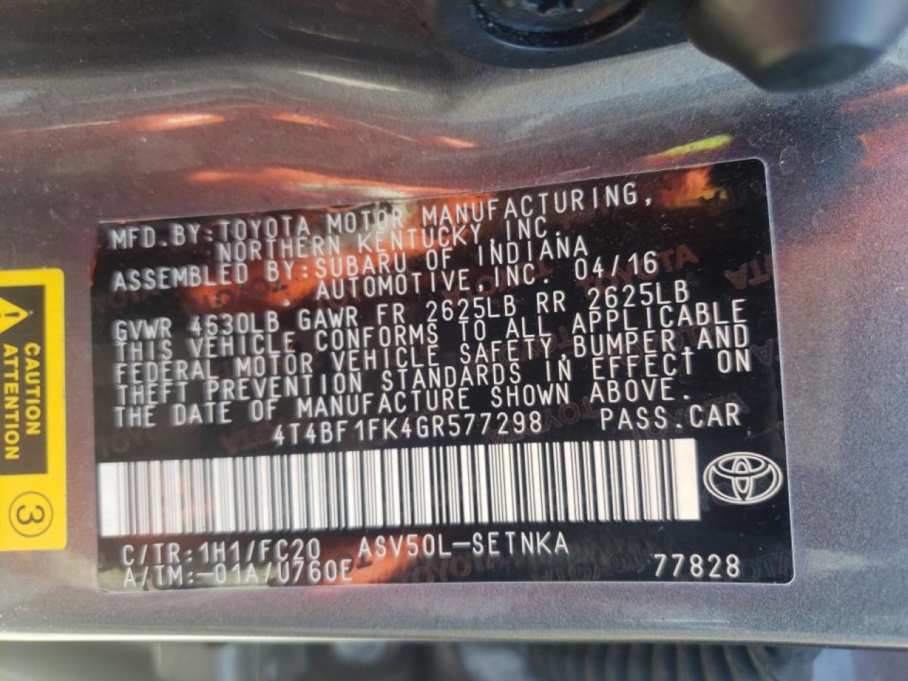 Foto 10 de la subasta – 2016 TOYOTA CAMRY LE con VIN 4T4BF1FK4GR577298