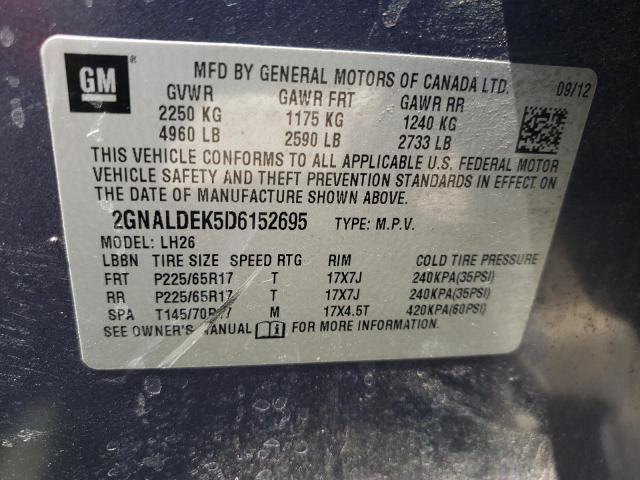 Photo 10 from auction – 2013 CHEVROLET EQUINOX LT with VIN 2GNALDEK5D6152695