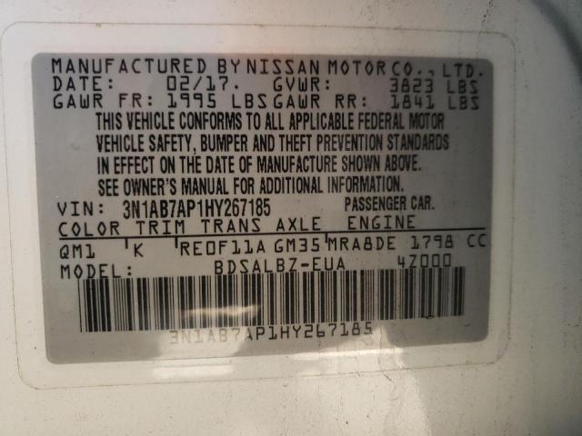 Photo 10 from auction – 2017 NISSAN SENTRA with VIN 3N1AB7AP1HY267185