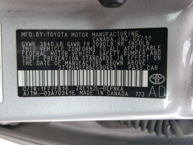 Photo 10 from auction – 2011 TOYOTA COROLLA BA with VIN 2T1BU4EE8BC590451