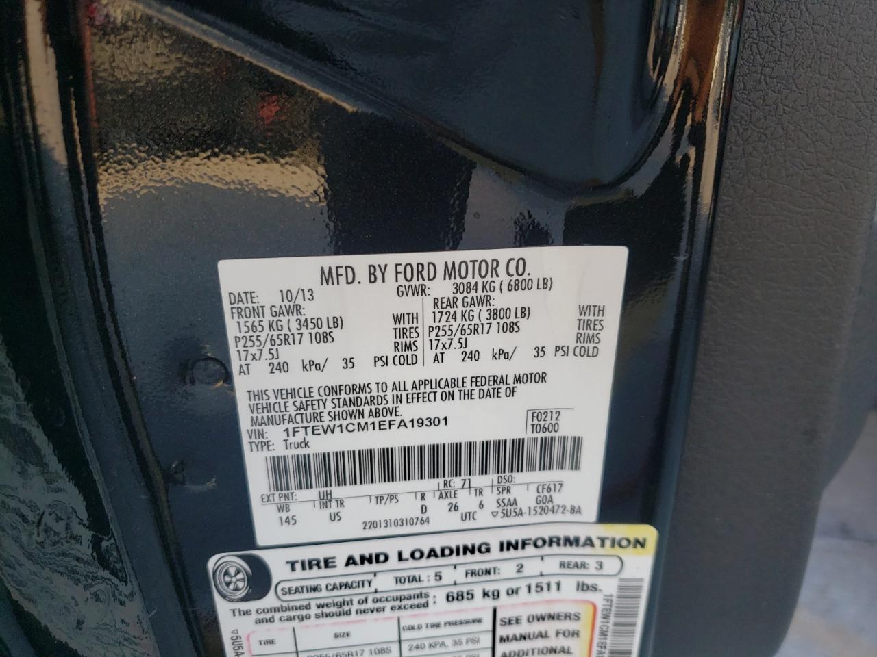 Photo 10 from auction – 2014 FORD F150 SUPER with VIN 1FTEW1CM1EFA19301