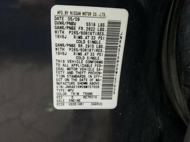 Photo 10 from auction – 2009 INFINITI FX35 with VIN JNRAS18W09M157806