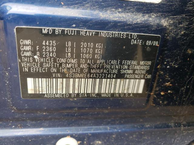 Photo 10 from auction – 2010 SUBARU LEGACY 2.5 with VIN 4S3BMCE64A3221404