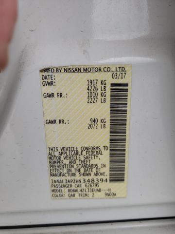 Photo 10 from auction – 2017 NISSAN ALTIMA 2.5 with VIN 1N4AL3AP2HN348394