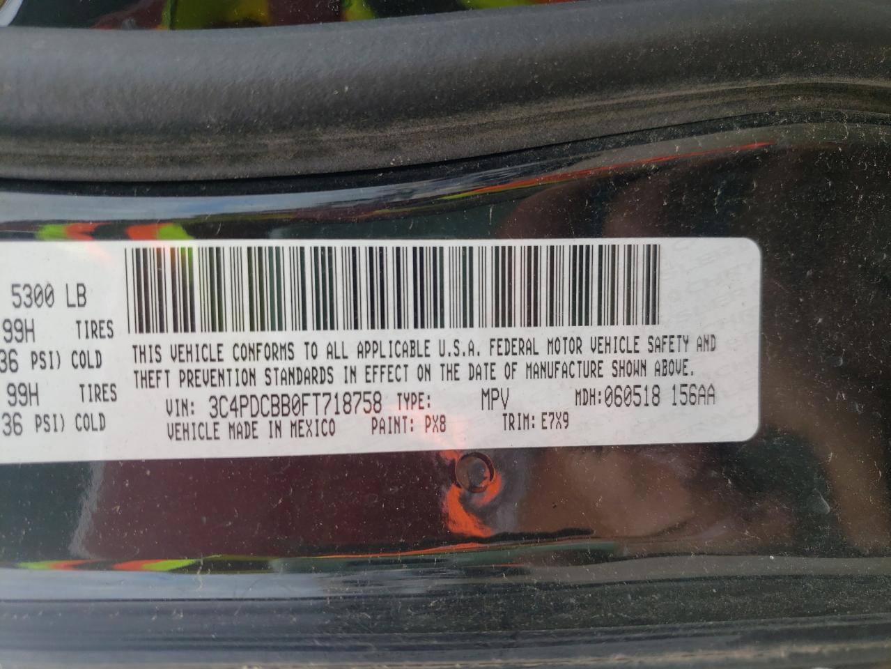 Photo 10 from auction – 2015 DODGE JOURNEY SX with VIN 3C4PDCBB0FT718758
