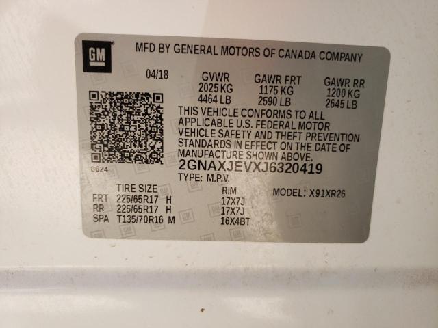 Photo 10 from auction – 2018 CHEVROLET EQUINOX with VIN 2GNAXJEVXJ6320419