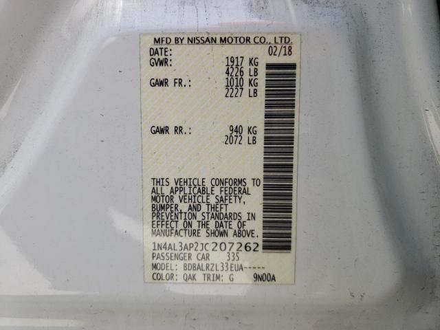Photo 10 from auction – 2018 NISSAN ALTIMA 2.5 with VIN 1N4AL3AP2JC207262