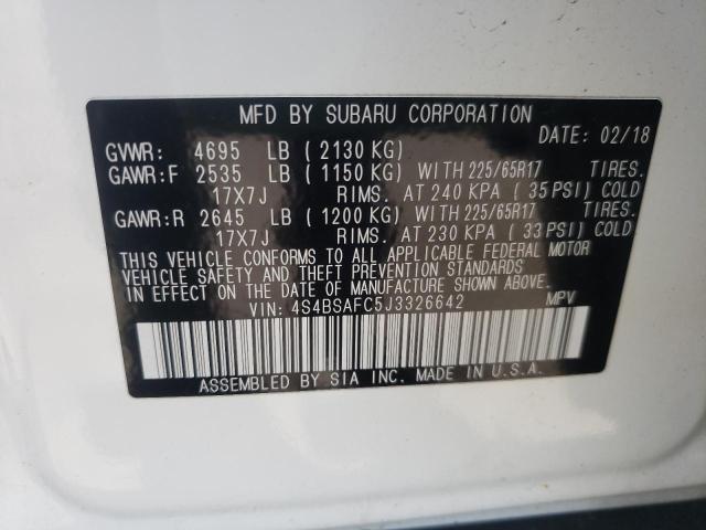 Photo 10 from auction – 2018 SUBARU OUTBACK 2. with VIN 4S4BSAFC5J3326642