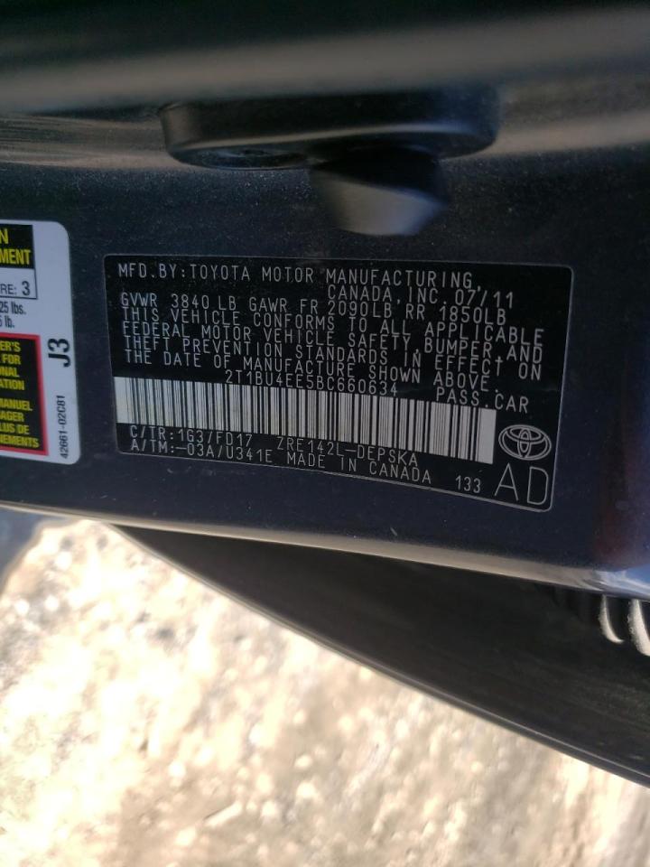 Photo 10 from auction – 2011 TOYOTA COROLLA BA with VIN 2T1BU4EE5BC660634