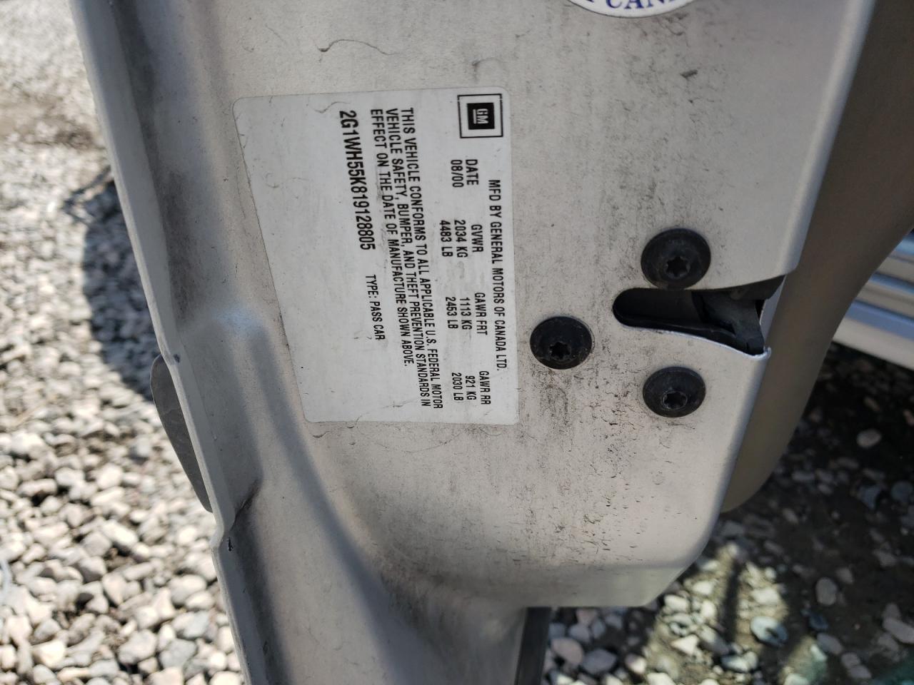 Photo 10 from auction – 2001 CHEVROLET IMPALA LS with VIN 2G1WH55K819128805