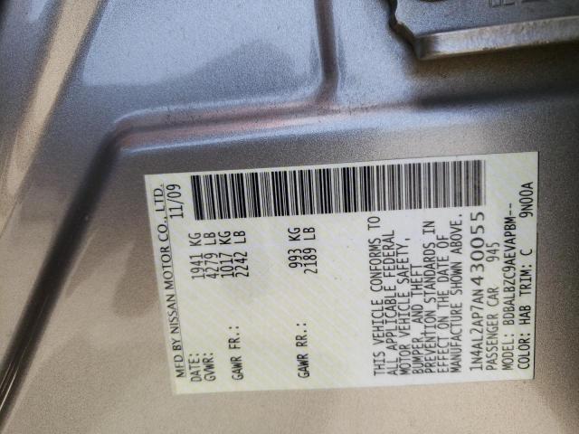 Photo 10 from auction – 2010 NISSAN ALTIMA BAS with VIN 1N4AL2AP7AN430055