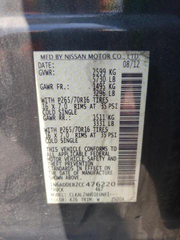 Photo 10 from auction – 2012 NISSAN FRONTIER S with VIN 1N6AD0ER2CC476220