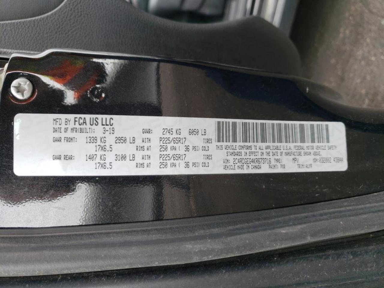 Photo 10 from auction – 2019 DODGE GRAND CARA with VIN 2C4RDGEG4KR673716