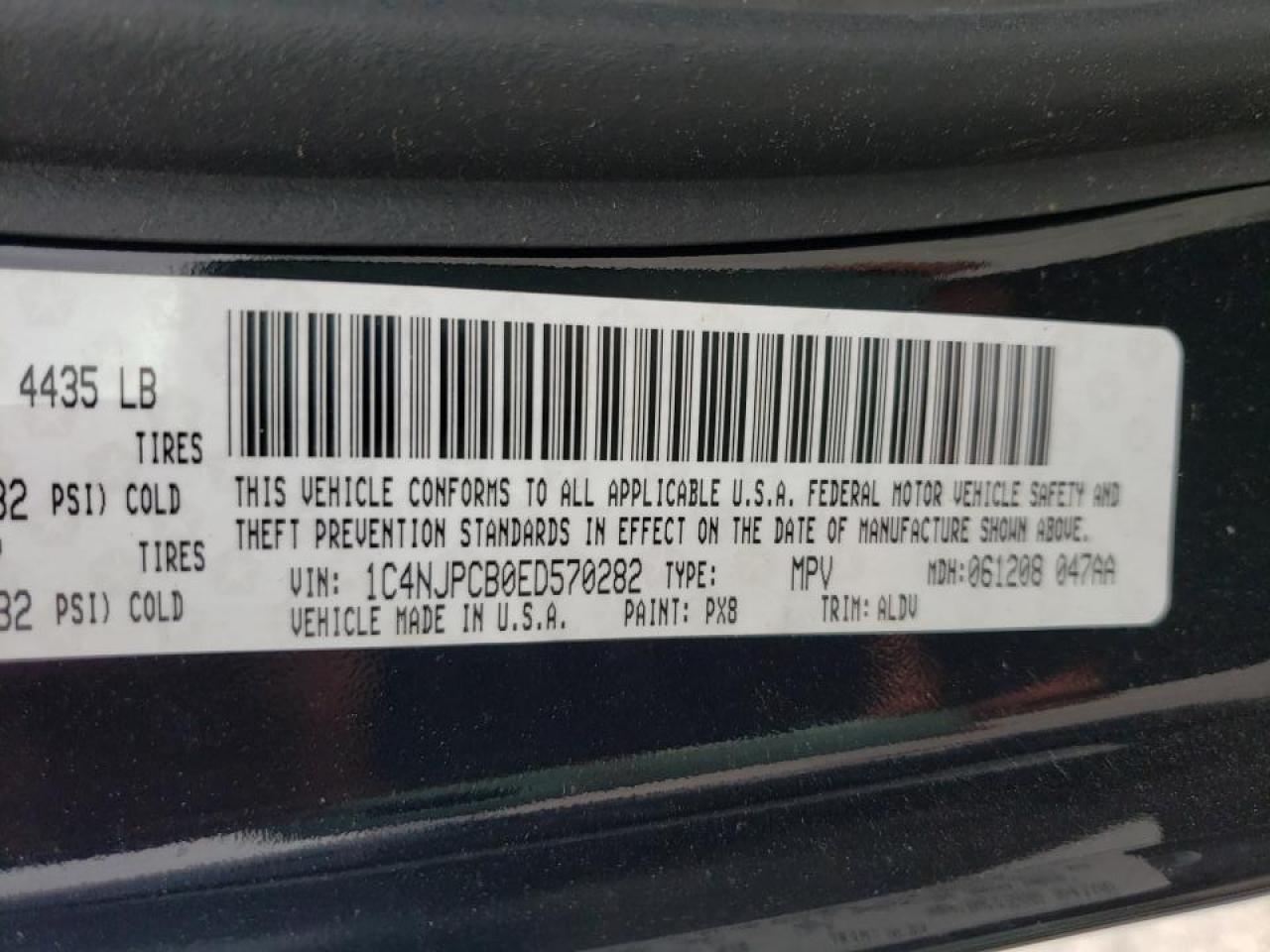 Photo 10 from auction – 2014 JEEP PATRIOT LI with VIN 1C4NJPCB0ED570282