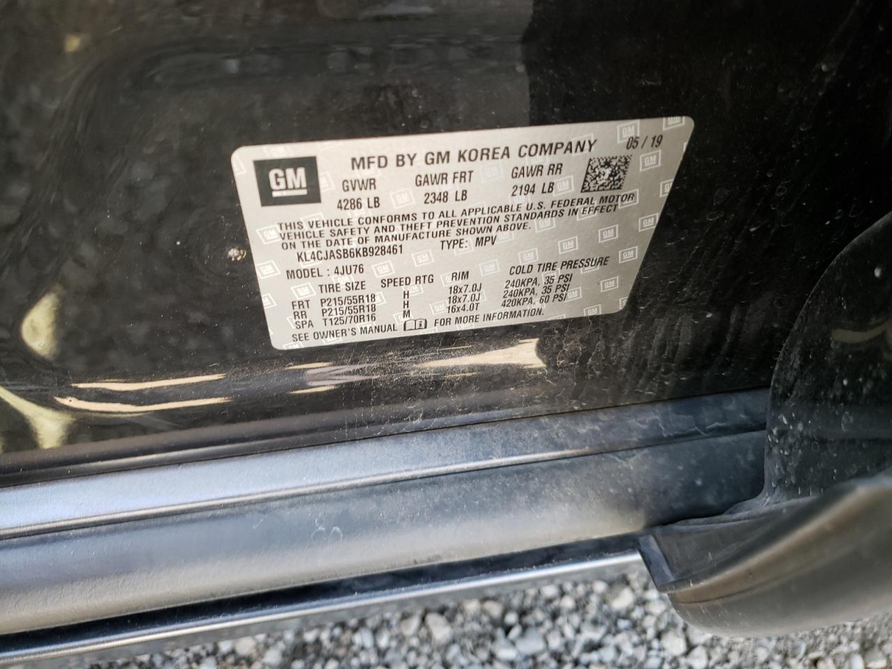 Photo 10 from auction – 2019 BUICK ENCORE PRE with VIN KL4CJASB6KB928461