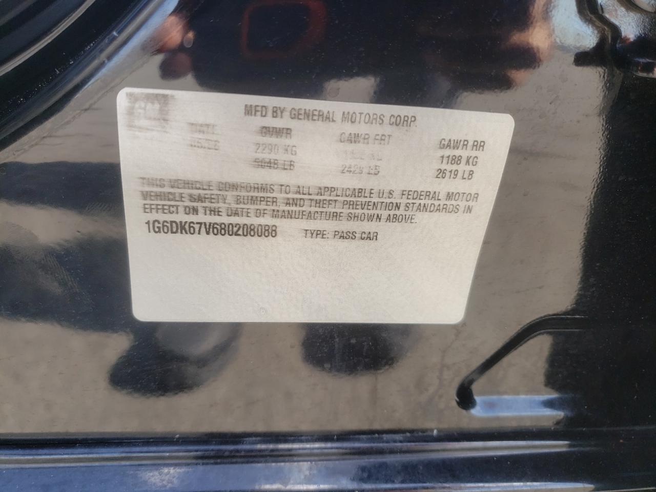 Photo 10 from auction – 2008 CADILLAC STS with VIN 1G6DK67V680208088