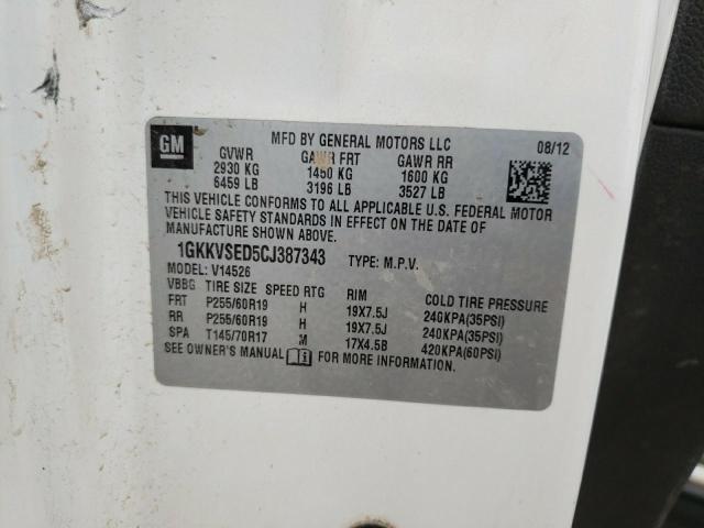 Photo 10 from auction – 2012 GMC ACADIA SLT with VIN 1GKKVSED5CJ387343