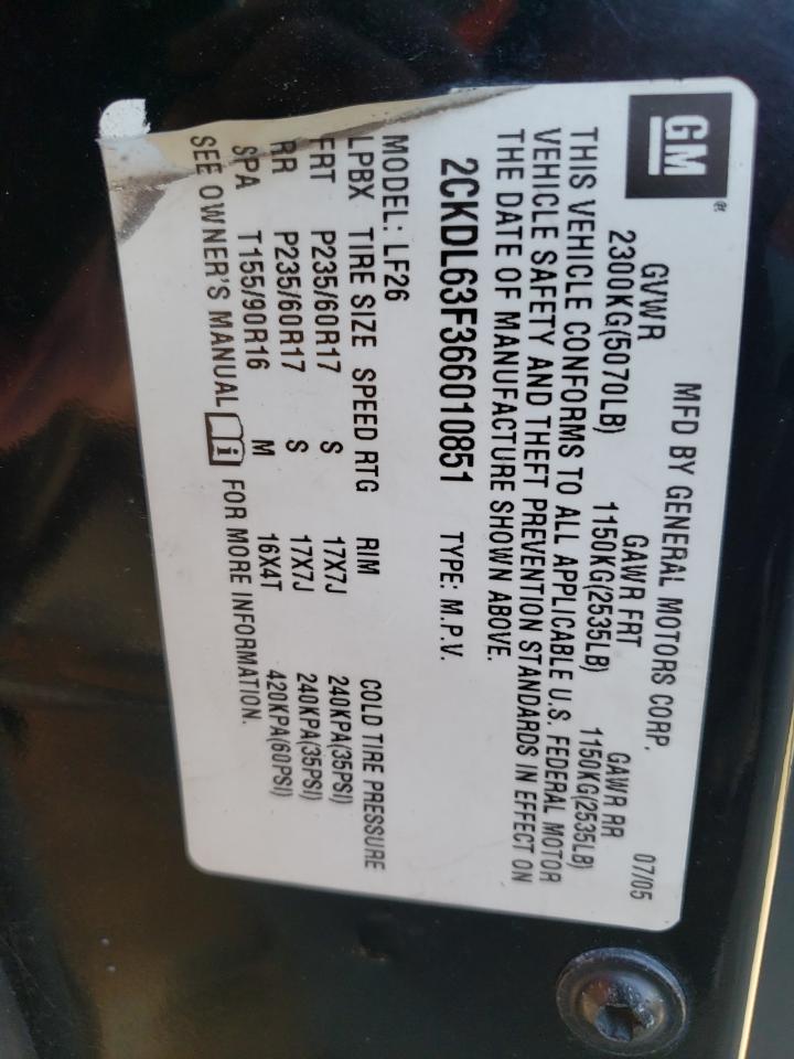 Photo 10 from auction – 2006 PONTIAC TORRENT with VIN 2CKDL63F366010851