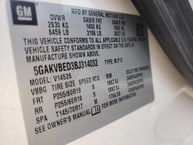 Photo 10 from auction – 2011 BUICK ENCLAVE CX with VIN 5GAKVBED3BJ314032