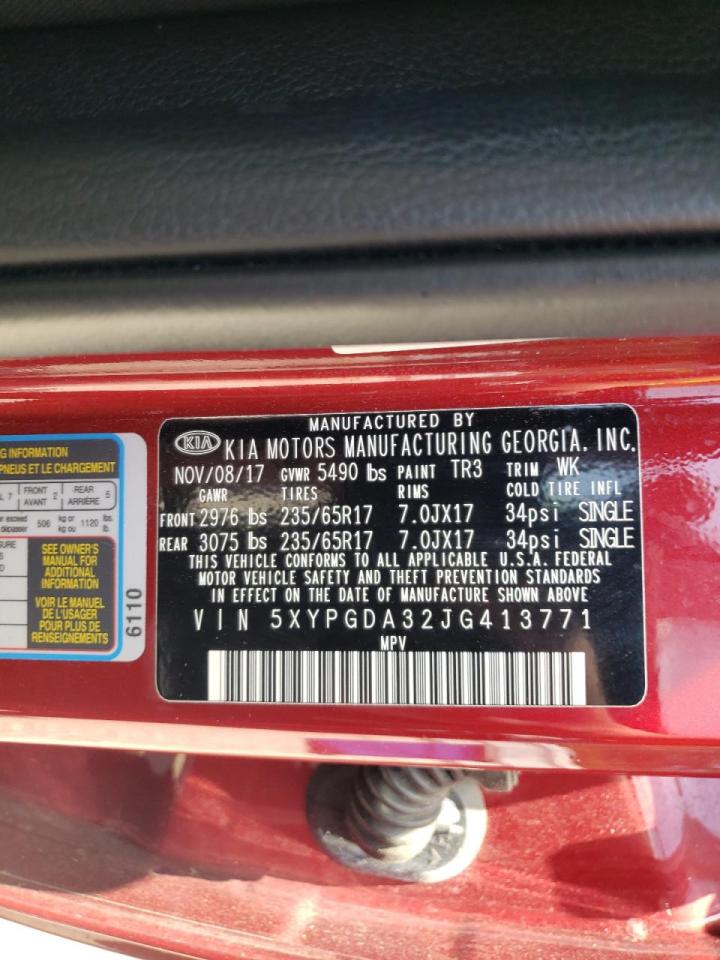 Photo 10 from auction – 2018 KIA SORENTO LX with VIN 5XYPGDA32JG413771