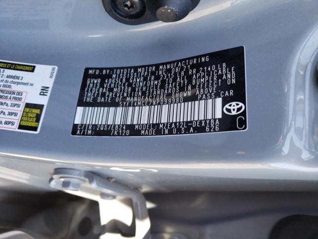 Photo 10 from auction – 2022 TOYOTA COROLLA XS with VIN 5YFT4MCE7NP099980