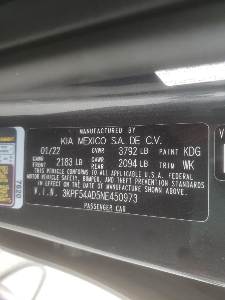Photo 10 from auction – 2022 KIA FORTE EX with VIN 3KPF54AD5NE450973