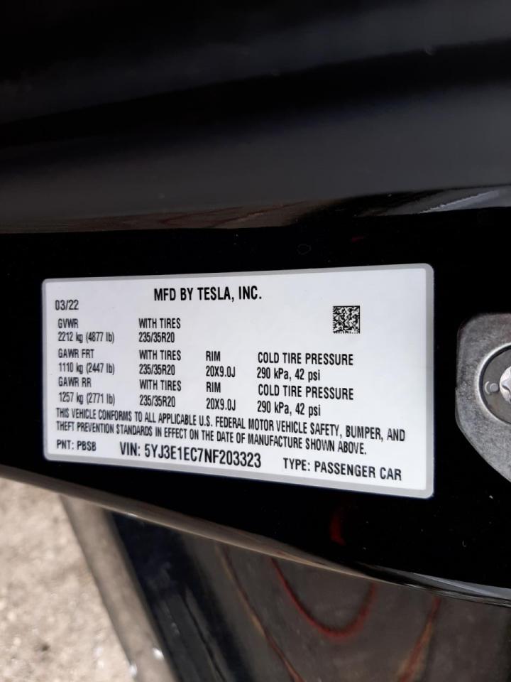 Photo 10 from auction – 2022 TESLA MODEL 3 with VIN 5YJ3E1EC7NF203323