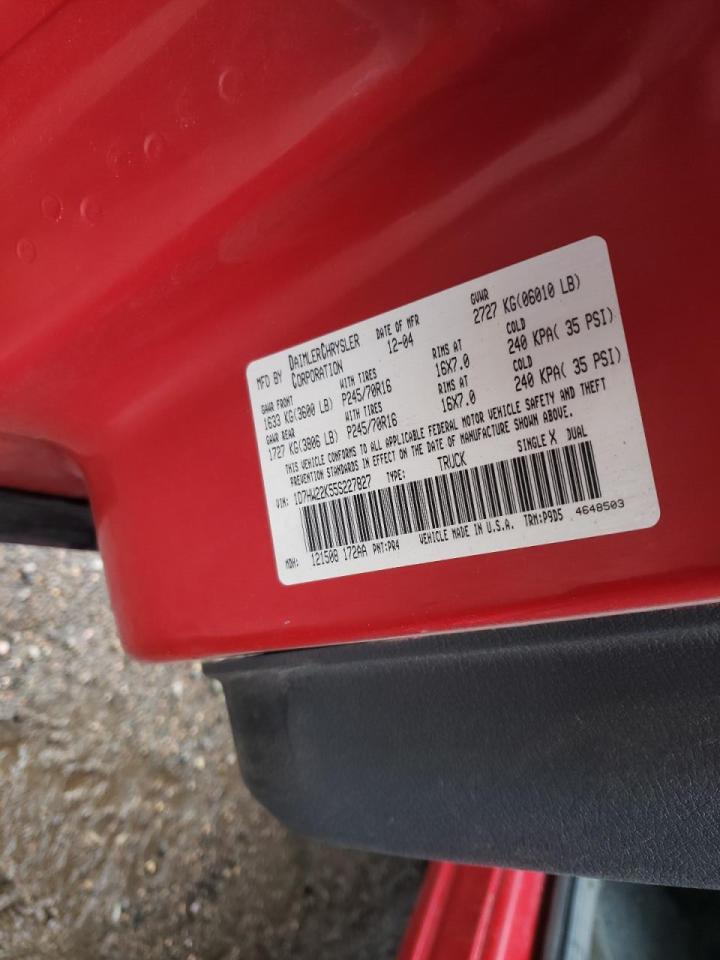 Photo 10 from auction – 2005 DODGE DAKOTA ST with VIN 1D7HW22K55S227827