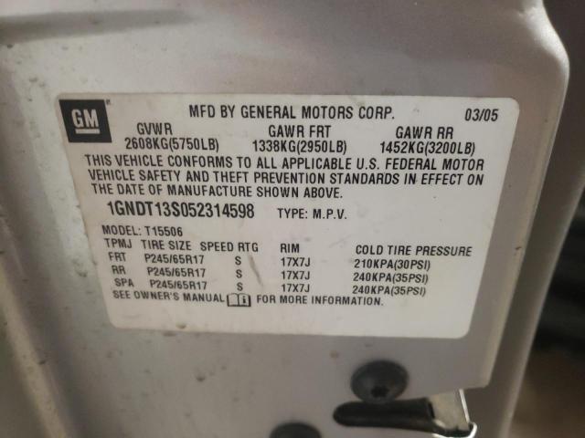 Photo 10 from auction – 2005 CHEVROLET TRAILBLAZE with VIN 1GNDT13S052314598