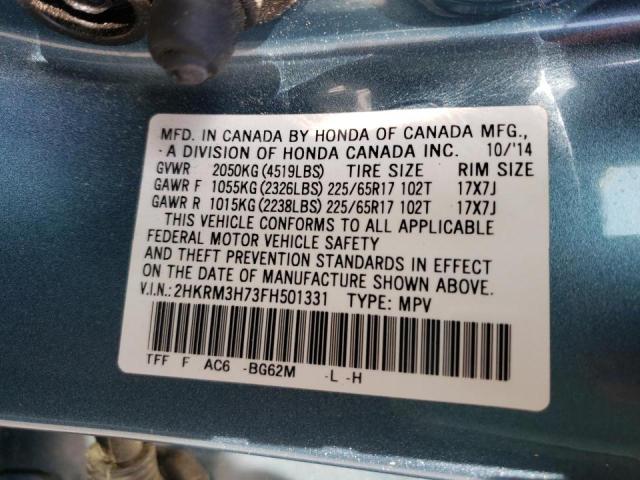 Photo 10 from auction – 2015 HONDA CR-V EXL with VIN 2HKRM3H73FH501331