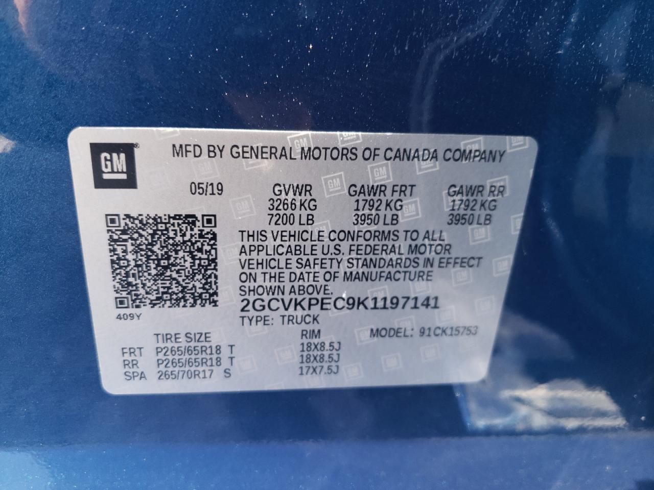 Photo 10 from auction – 2019 CHEVROLET SILVERADO with VIN 2GCVKPEC9K1197141
