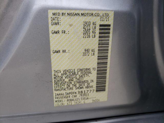 Photo 10 from auction – 2015 NISSAN ALTIMA 2.5 with VIN 1N4AL3AP0FN381777