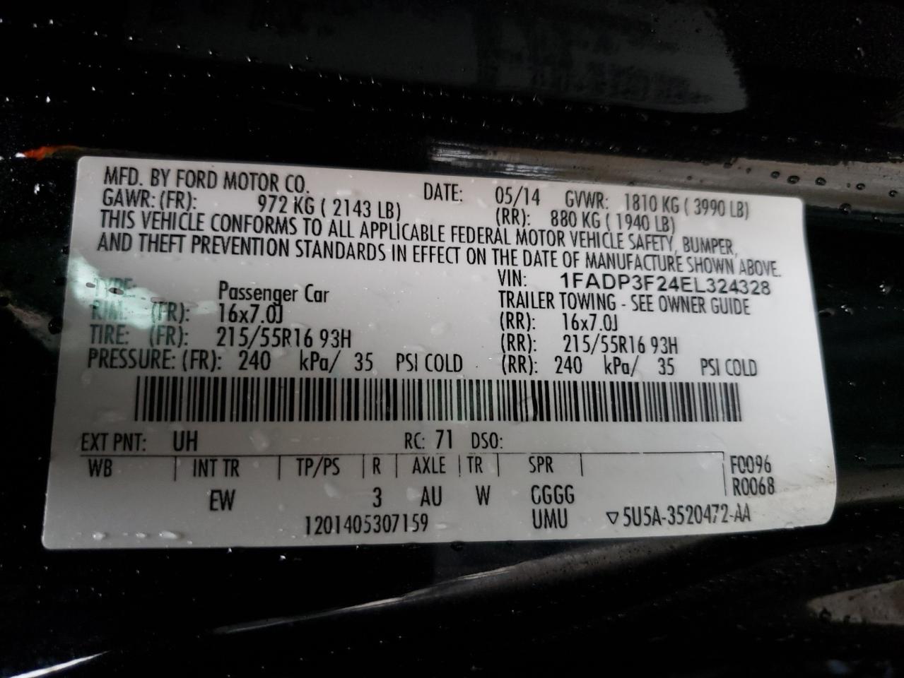 صورة رقم 10 من المزاد - 2014 FORD FOCUS SE مع VIN 1FADP3F24EL324328