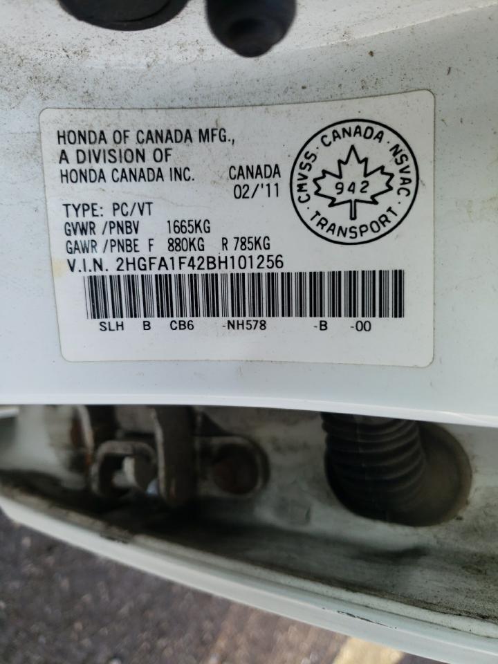 Photo 10 from auction – 2011 HONDA CIVIC DX-G with VIN 2HGFA1F42BH101256