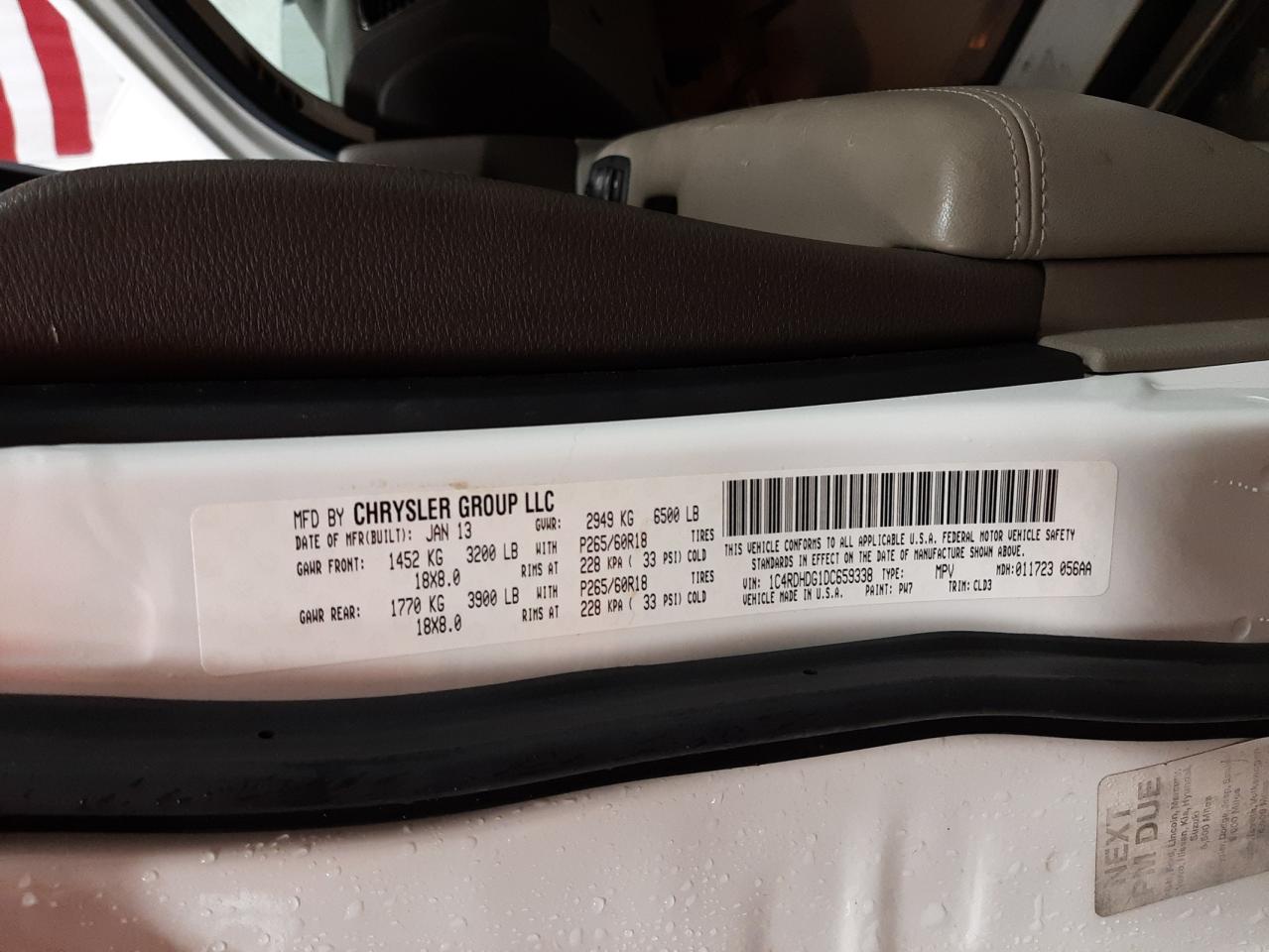 Photo 10 from auction – 2013 DODGE DURANGO CR with VIN 1C4RDHDG1DC659338